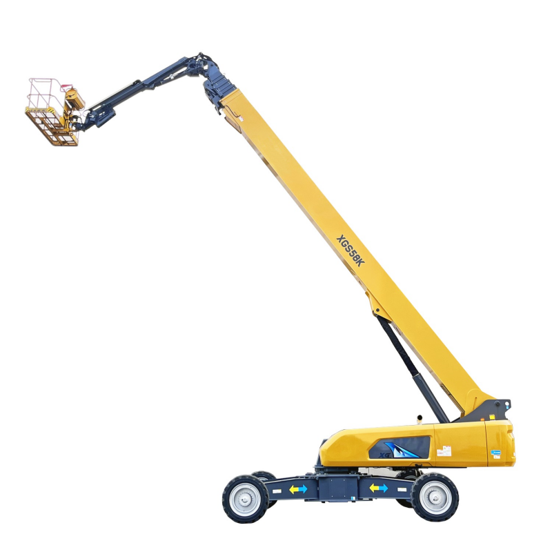 XGS58K 58m বুম লিফট 24.4m আউটরিচ 45% উঁচু কাজের জন্য গ্রেডেবিলিটি